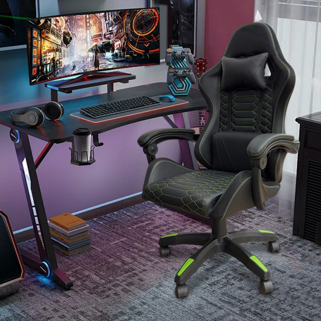 Cadeira Gamer Ergonômica Reclinável Giratória Ajustável Com Almofadas Escritório Presidente Confortável Para Home Office