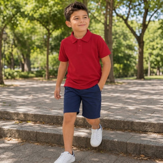 Camisa Polo Infantil Menino Manga Curta Básica Casual Confortável 04 a 14 anos