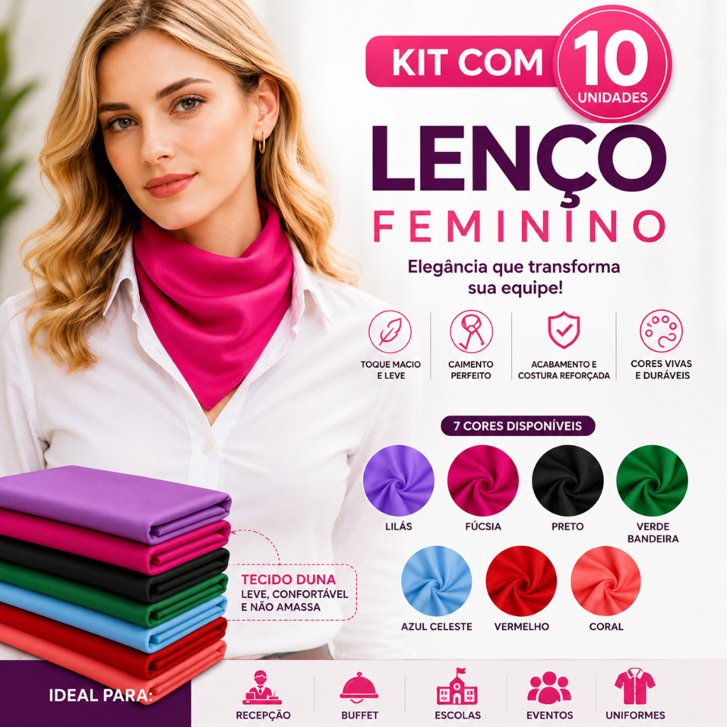 Kit 10 Lenços De Pescoço Para Uniformes Eventos Religiosos Linha Profissional