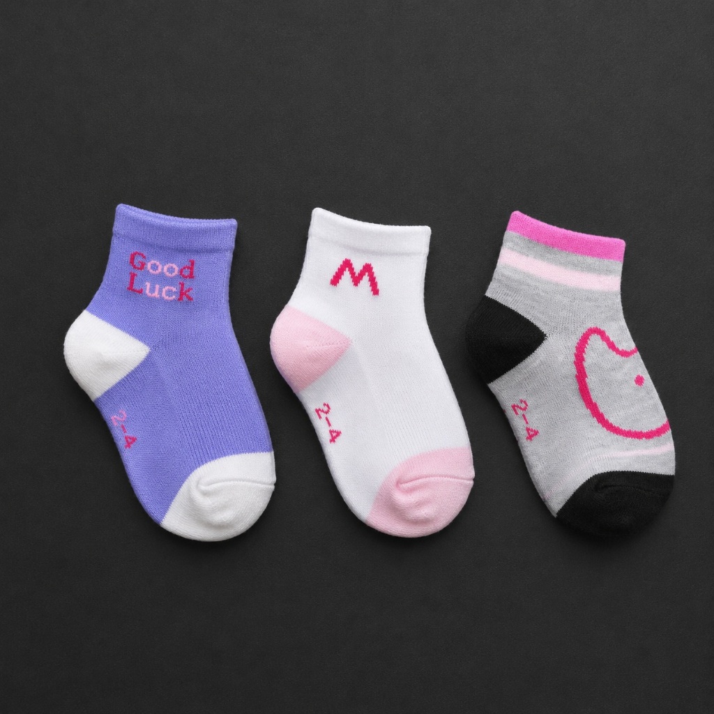 Kit 3/6/12 Pares de Meias Soquete Cano Curto Infantil Menina Estampas Sortidas 4 a 6 Anos