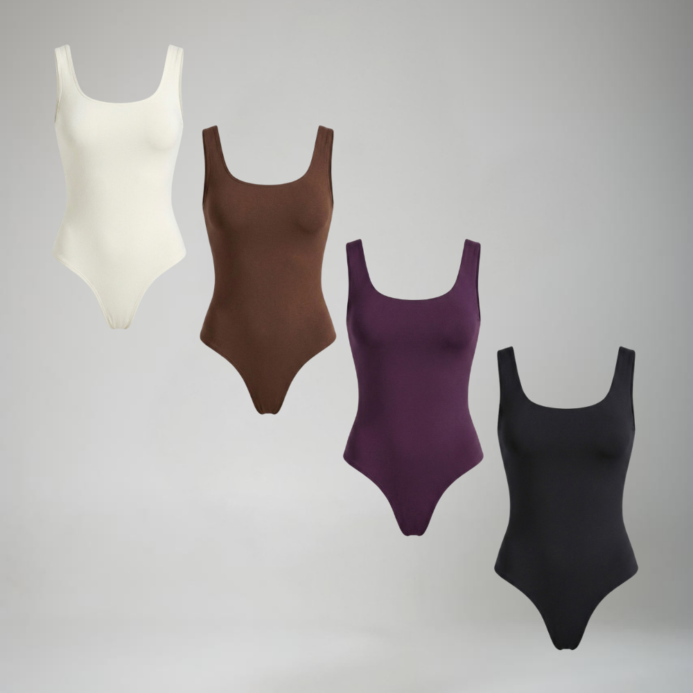 Body Feminino Tecido Duplo Modelador Decote Quadrado Suplex Premium Com Forro Com Fecho Tendência Blogueira