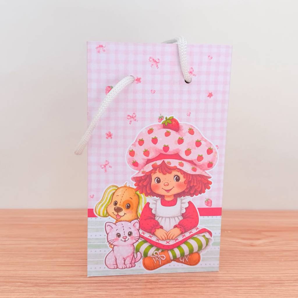 Sacolinha P Personalizada Moranguinho para Aniversário Lembrancinha Festa Infantil