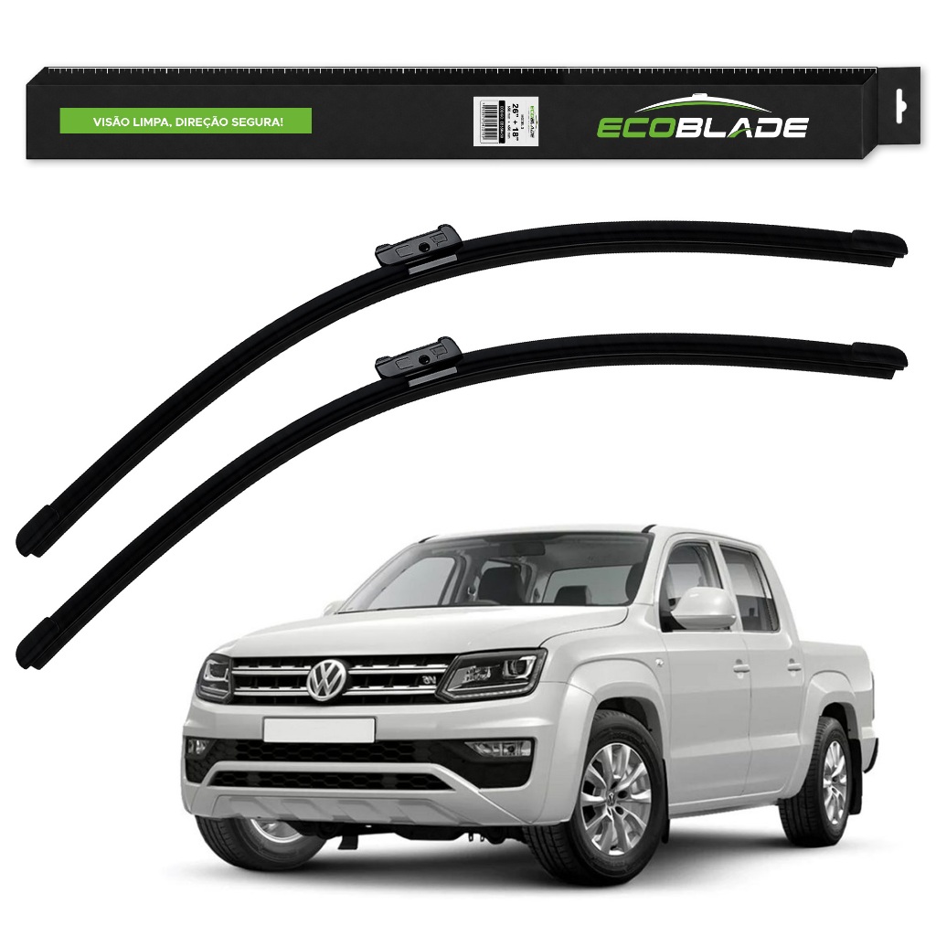 Par de Palhetas Limpador Parabrisa Ecoblade Volkswagen Amarok 2013 A 2026 Alta Durabilidade Silicone Silenciosa Premium