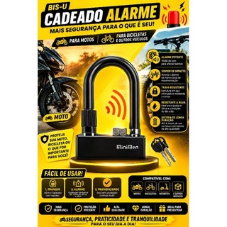 🔐 Cadeado Antifurto Com Alarme - Trava U Lock Moto Bicicleta Portão Segurança Reforçada