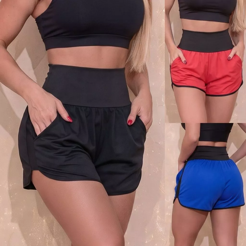 Short Esportivo Feminino Running com Bolsos Laterais em Dry Fit - Ideal para Treinos - Promoção — imagem 1