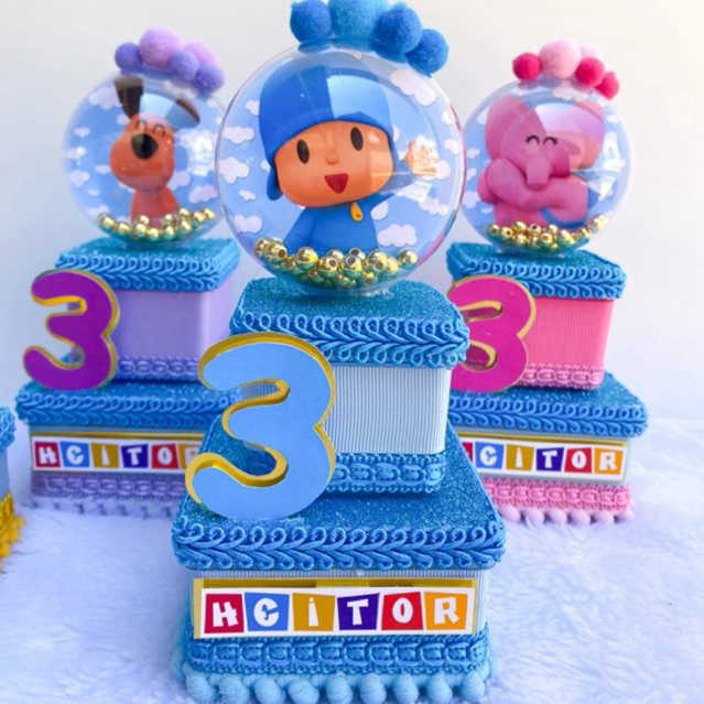 Caixa Acrílica Dupla Personalizada com esfera | Lembrancinha Infantil | Personalizados de Luxo | Lembrancinha Pocoyo
