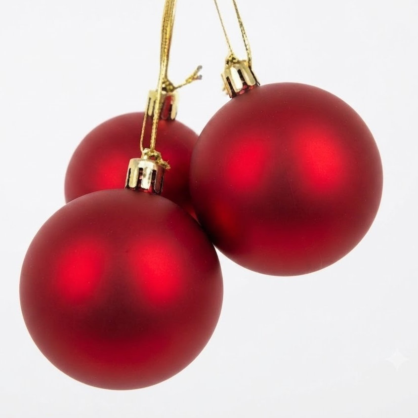 Kit 9/12/18/24 Bolas de Natal 6cm – Vermelho – Enfeites Decorativos Premium — imagem 2 de 2