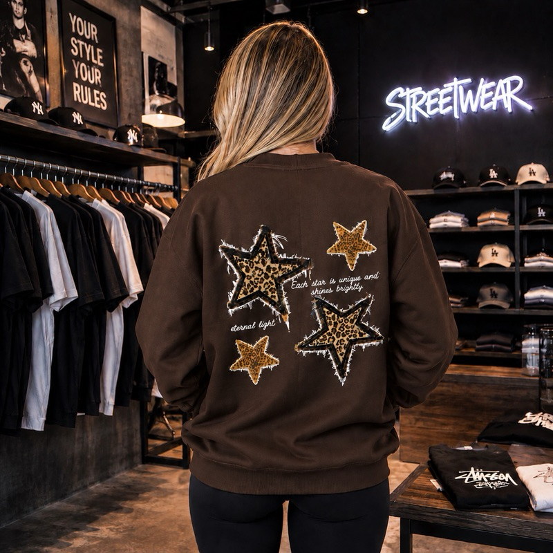 Blusa de Frio Feminina Moletom casual estrela estiloso 100% algodão premium caimento perfeito Lançamento promoção
