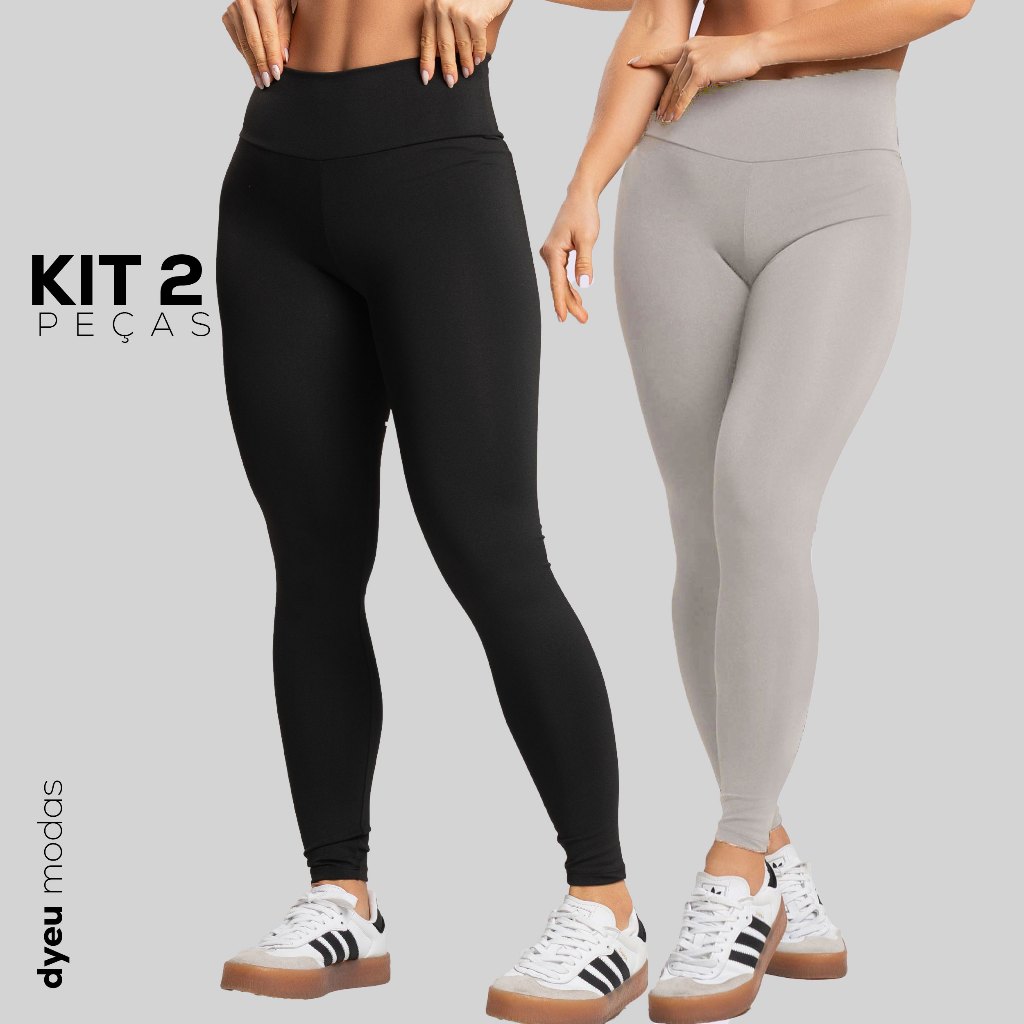 Kit 2 Calças Legging Suplex Feminina Fitness Tecido Zero Transparência Academia Cintura Alta Dyeu