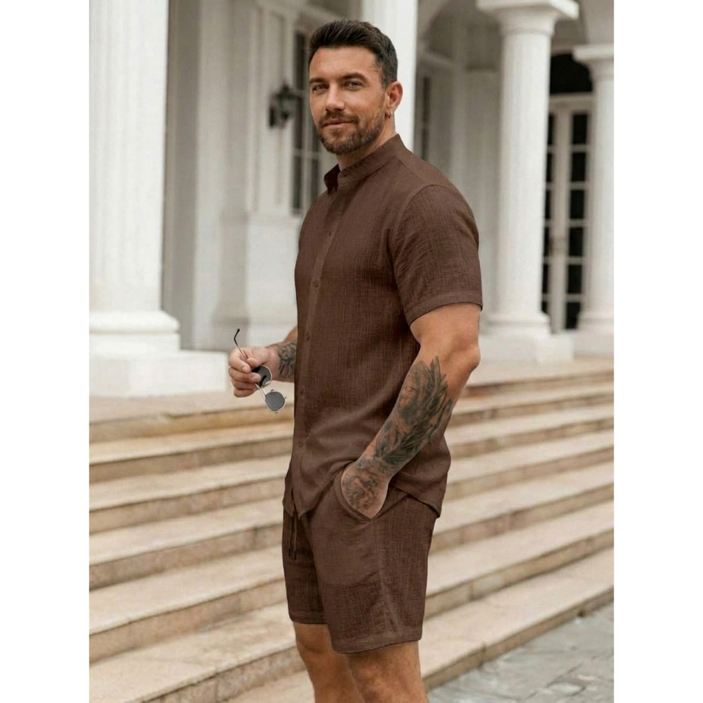 Conjunto LEVE/FINO GOLA PADRE Camisa + Short Ideal para verão calor
