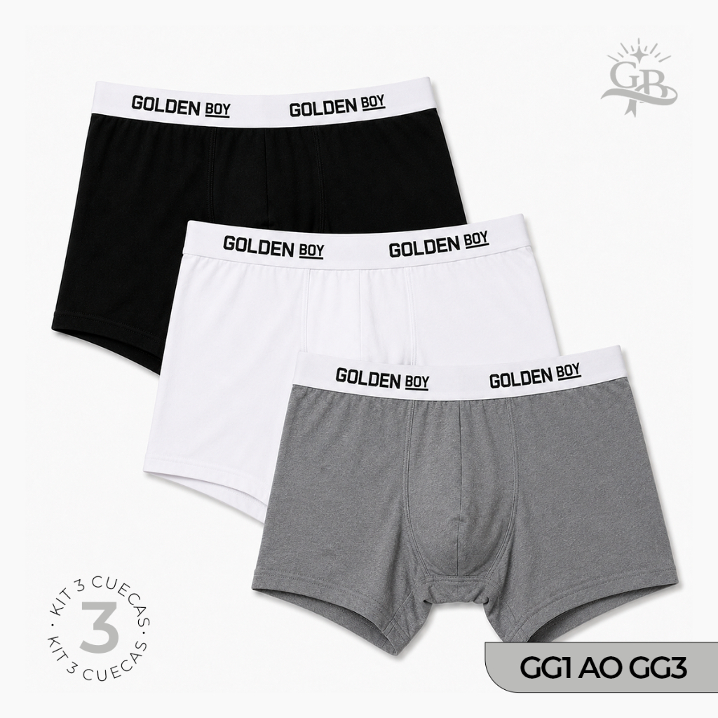 Kit 3 Cuecas Boxer Plus Size Masculina Adulto Microfibra com Forro Algodão Premium Confortável