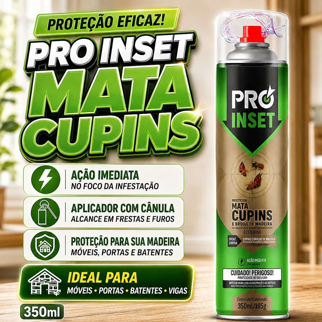 Mata Cupim Pro Inset 400ml Brocas Madeiras Rapido Facil Agulha Aplicadora Sem Cheiro Forte Proteçao