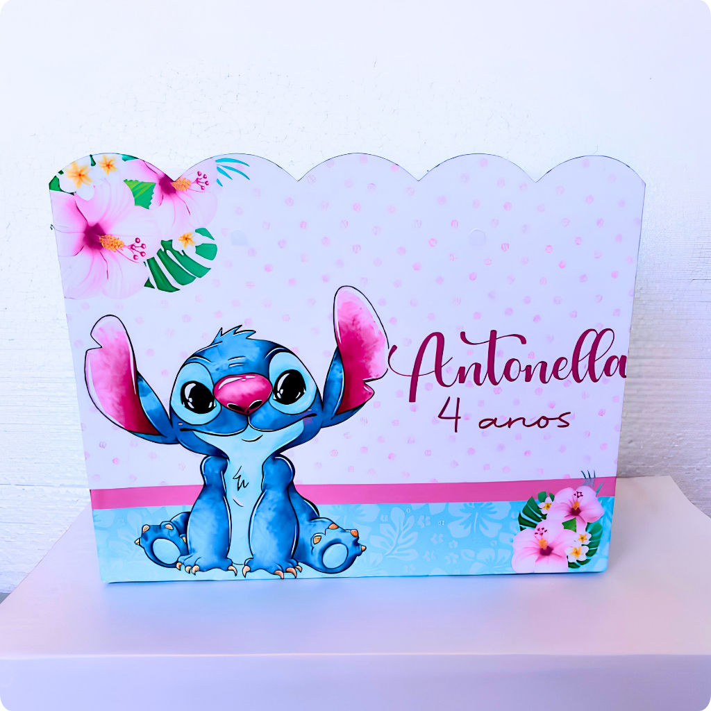 Sacolinha Personalizada Stitch para Aniversário Lembrancinha Todos os Temas Nome Idade Kits 5 10 15 20 30 Un
