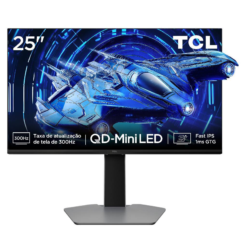 Monitor Gamer TCL 25 Polegadas QLED Mini LED Full HD G64 300Hz 1ms (GtG) Freesyn