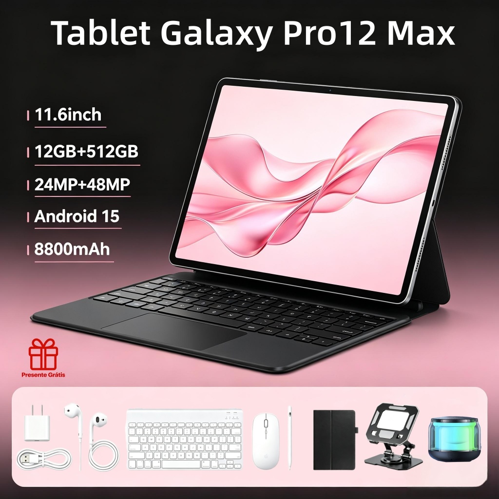 Tablet Pro12 Max 11,6 polegadas, 16 GB + 512 GB, 8.800 mAh Tablet para entretenimen