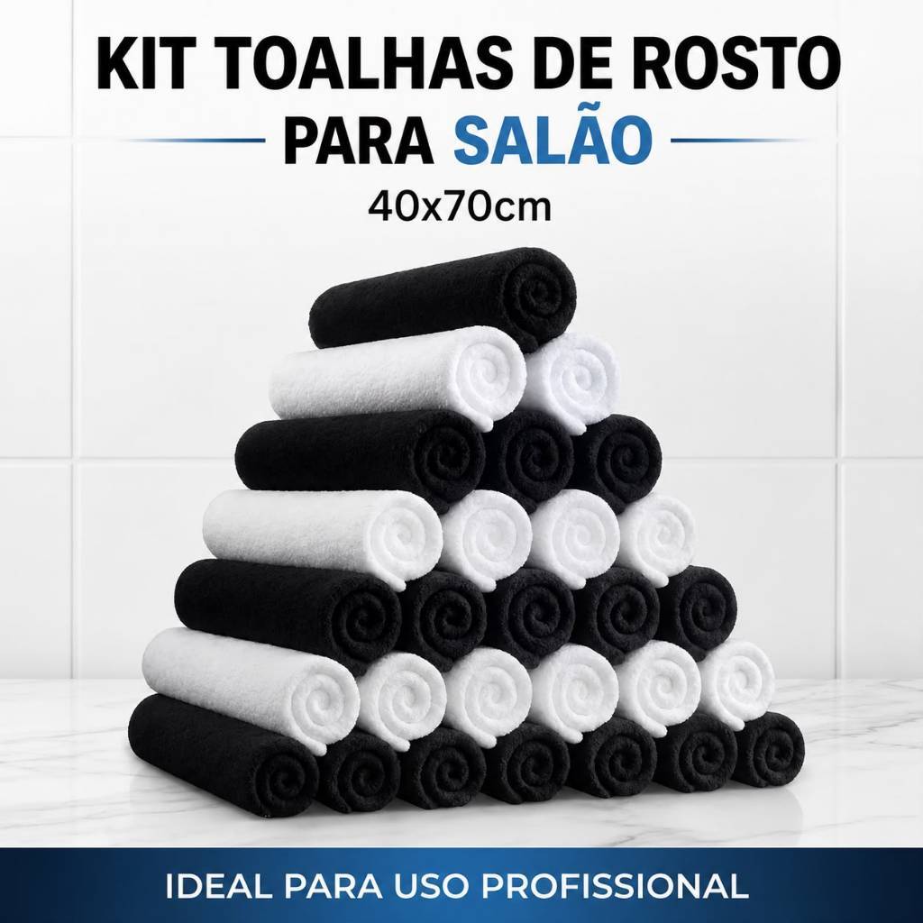 Kit C/ 15, 10 Toalhas de Rosto Salão de Beleza Manicure Barbearia 40x70cm Alta Absorção Macia Algodão Profissional