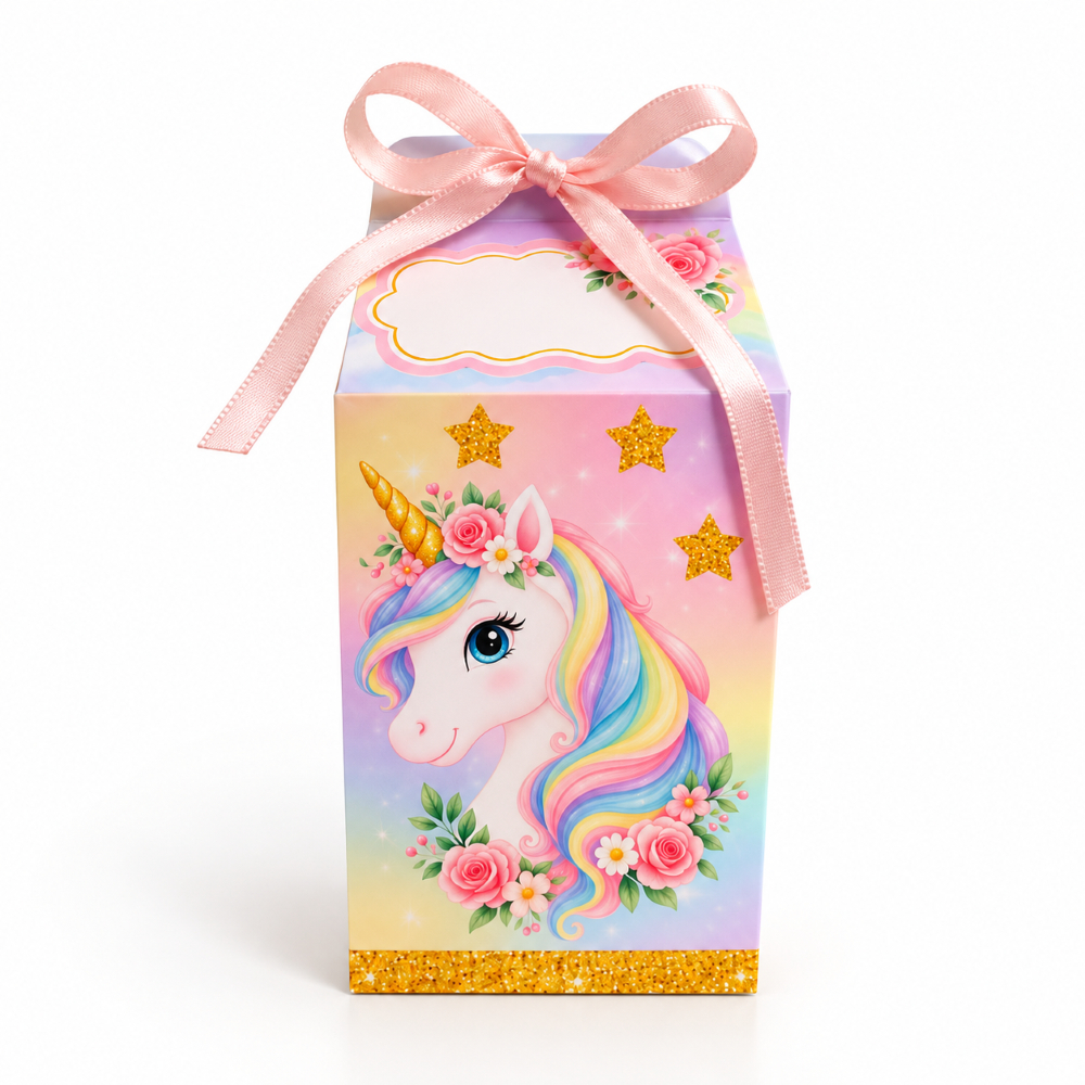 Caixa Milk Unicórnio Personalizada Lembrancinha de Aniversário Infantil Festa Unicórnio