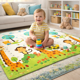 Tapete De Atividade Bebe Tatame Infantil Saquinho de Viagem 200x180cm Bebê Dupla Face Emborrachado