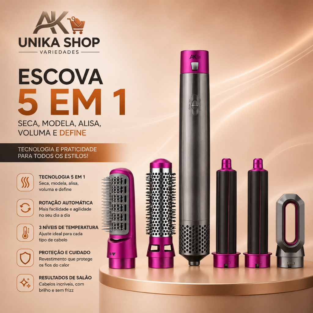 Modelador de Cabelo 5 em 1 Babyliss e Secador de cabelo com 4 posições 127v 1000W  Anti Frizz com cabo giratório