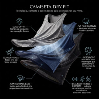 KIT Camiseta Regata Femina Dry Fit