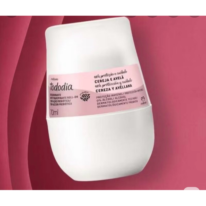 Desodorante Roll-On Natura Tododia cereja e avelã com Proteção 48h