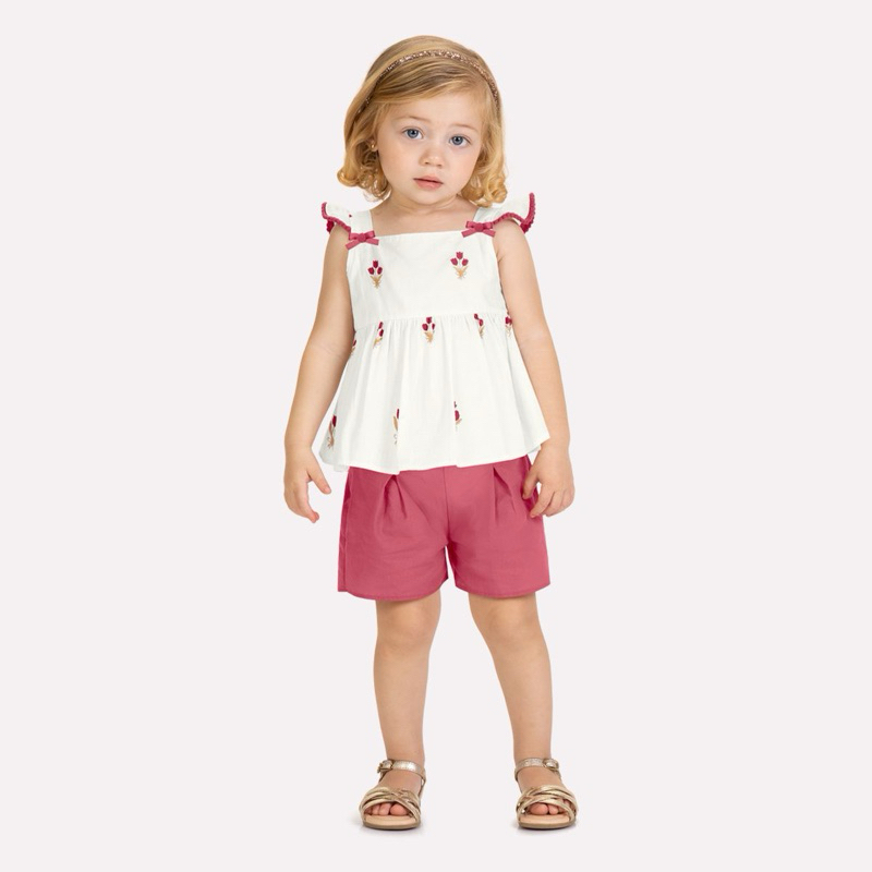 Conjunto Infantil Feminino Floral Luxo Milon - Ref. 2001745