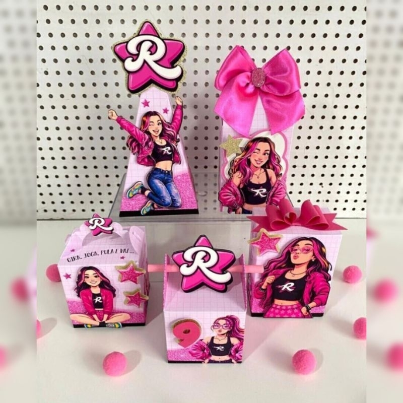 Kit Festa COM APLIQUES Emilly Vick / Dos Rosa - Caixinhas Personalizadas Lembrancinhas para Festa Infantil
