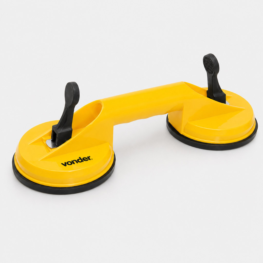 Ventosa Dupla 118mm para Vidros Espelhos Cerâmicas Capacidade 50kg Vonder