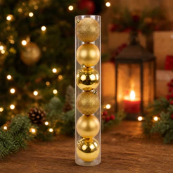 Bolas de Natal em Tubo Ouro - Brilho, Fosco e Translúcido - 4 e 5cm - Enfeites para Árvore de Natal - Cromus | Rizzo