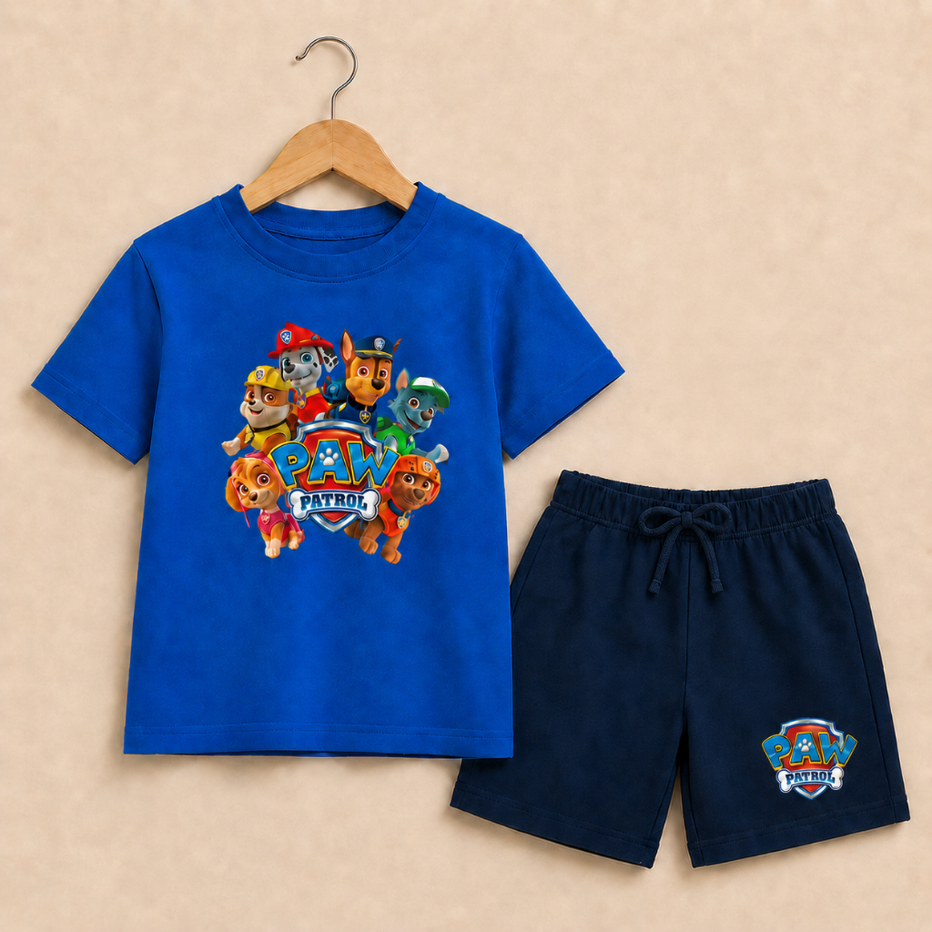 Conjunto Infantil Patrulha Canina Bermuda E Camiseta manga curta 100% algodão Estampa Menino Tamanho 4 Ao 16
