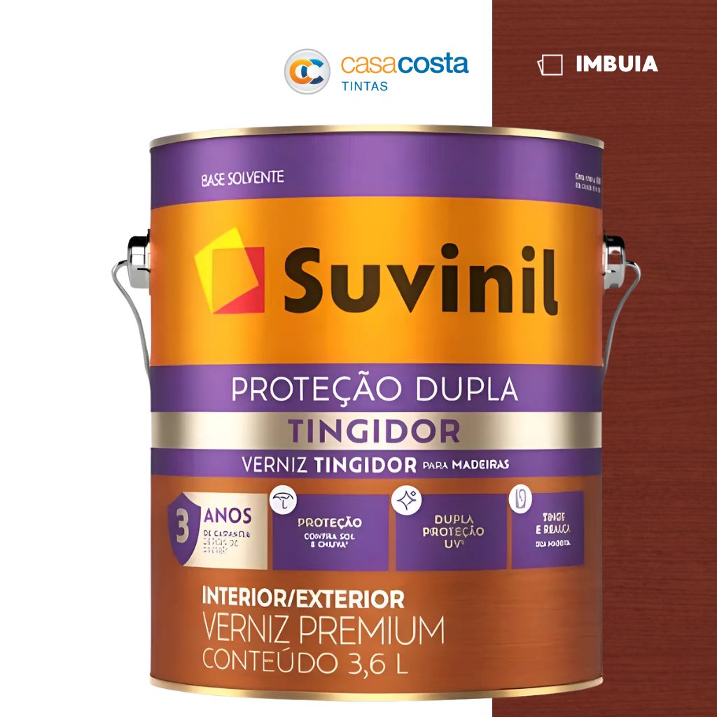 Verniz Proteção Dupla Tingidor Brilhante Imbuia Suvinil 3,6L