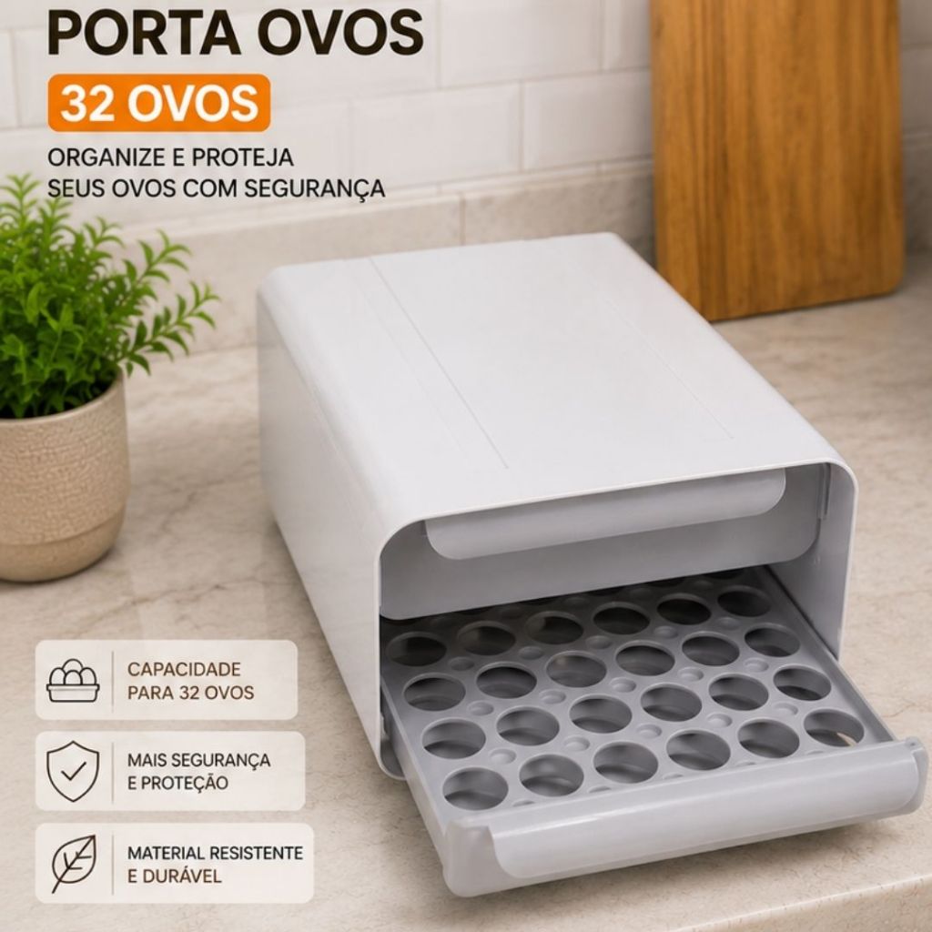 Porta Ovos Acrílico Organizador Geladeira Gaveteiro Dupla Capacidade Cor Branca Envio Imediato