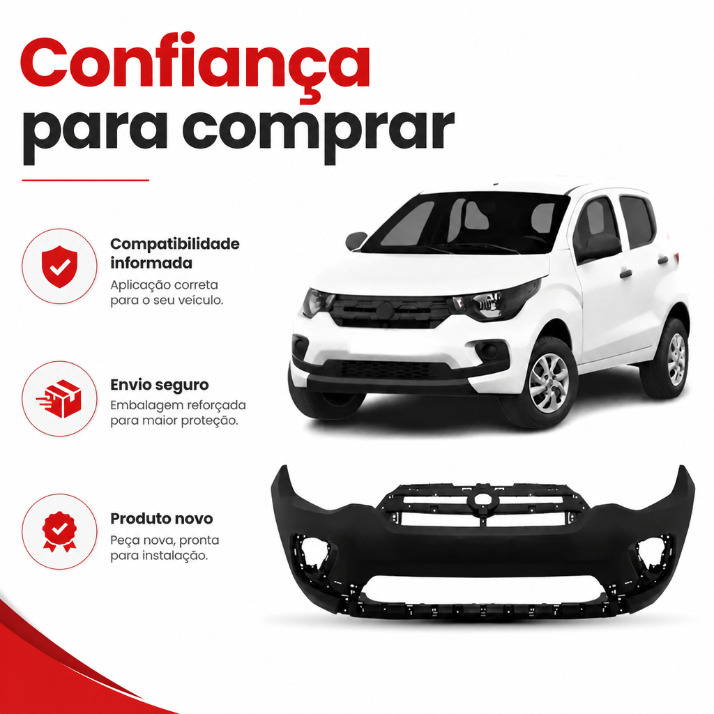 Parachoque Dianteiro Mobi 2016 2017 2018 2019 2020 Preto Liso 1ª Linha Novo — imagem 2 de 2