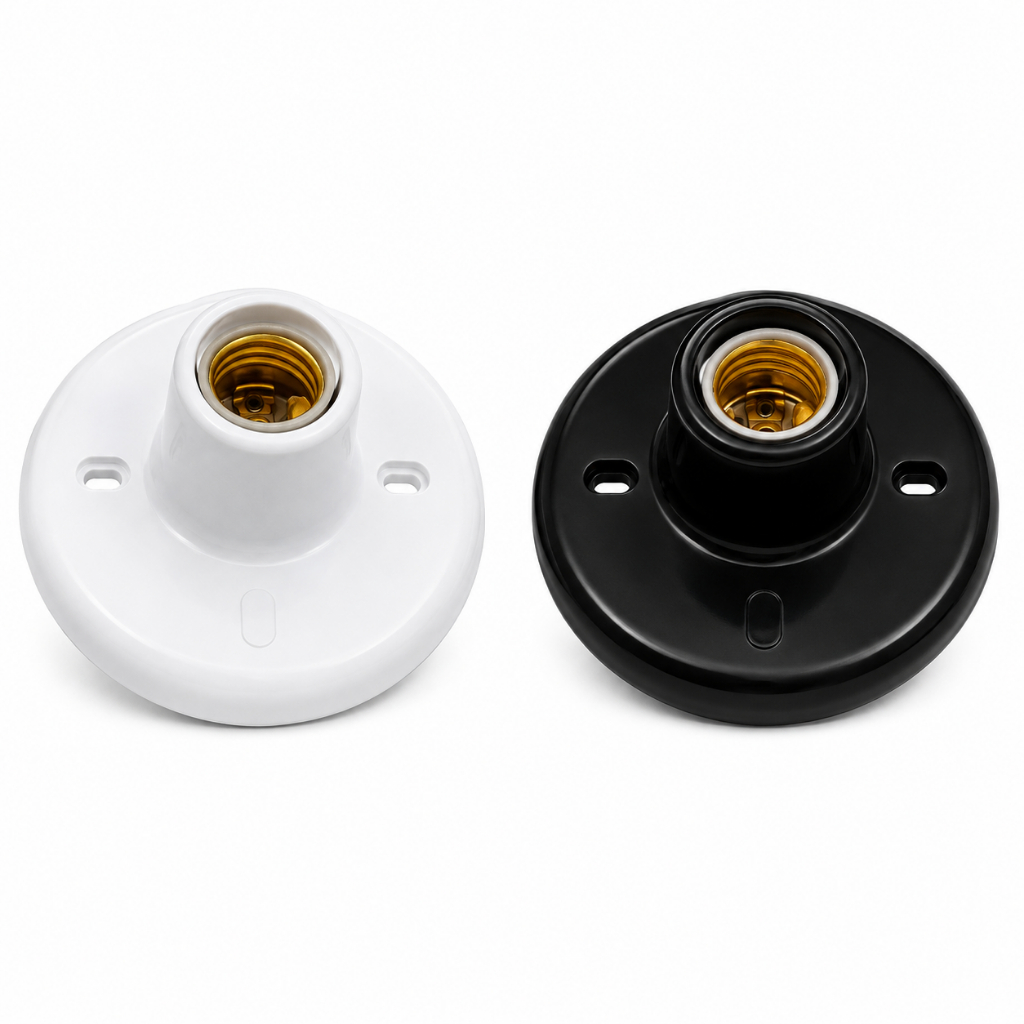 Suporte Plástico Para Lâmpada Plafon Bocal E27 Soquete Iluminação Luz Teto Parede Branco Simples Plafonier