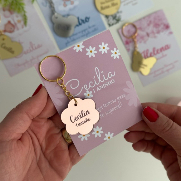 lembrancinhas chaveiro em acrílico espelhado personalizado