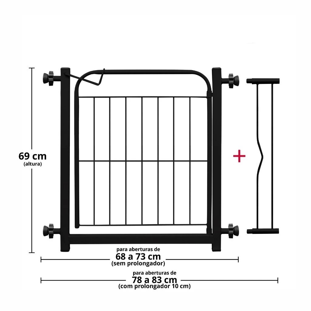 Portão de Proteção para Pets, Crianças e Bebês em Grade Aramada com Extensor 10cm Top 1 Shopee