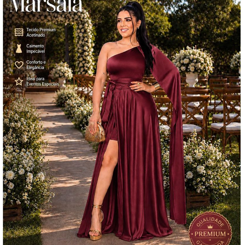 Vestido Feminino Longo com Capa Festa Casamento Madrinhas Formatura