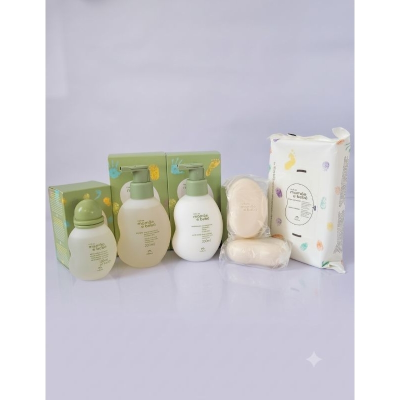 Kit Mamãe e Bebê Shampoo Condicionador Colônia sabonete e Lenços Umedecidos