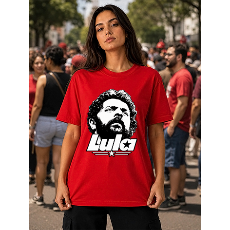 Camiseta Vermelha Pai dos Pobres Filho do Brasil Estampada Esquerda Política Unissex Casual 100% Algodão