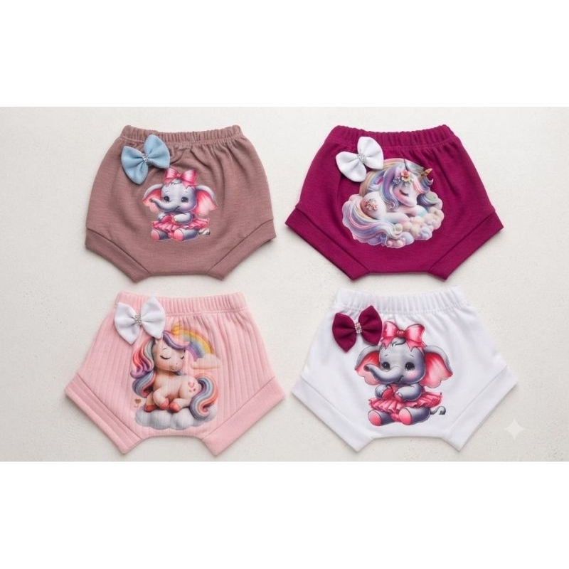 Kit Calcinha de bebe aparadora de fraldas tapa fralda Calcinha Cueca Recém Nascido short Unissexw