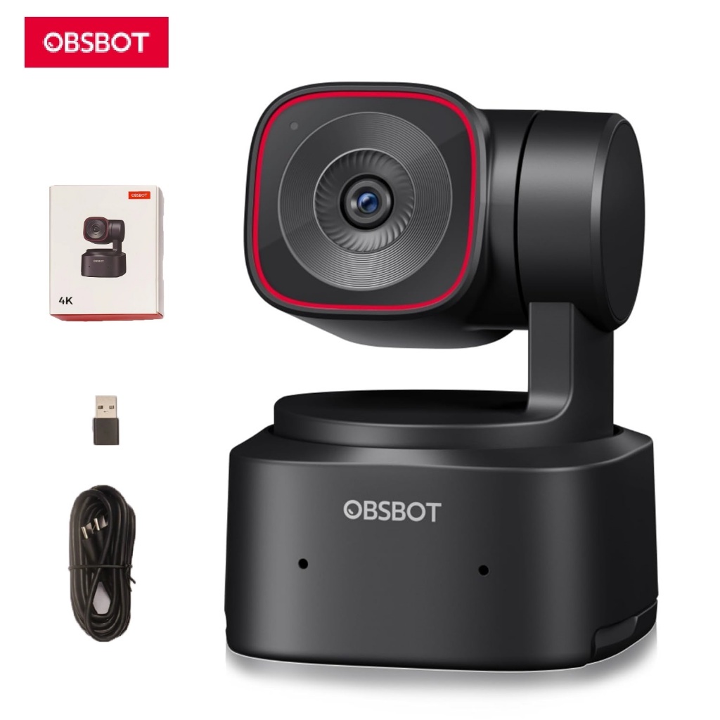 OBSBOT Tiny 2 Lite Webcam PTZ com IA 4K Ultra HD Rastreamento Inteligente + Zoom Automático
