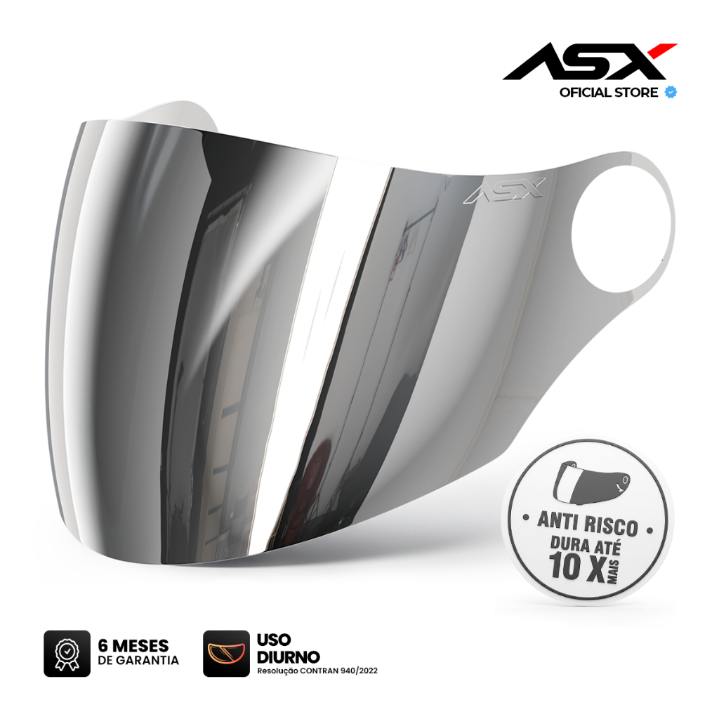 Viseira Asx P-v01 Silver Espelhada Para Capacete Aberto City Air