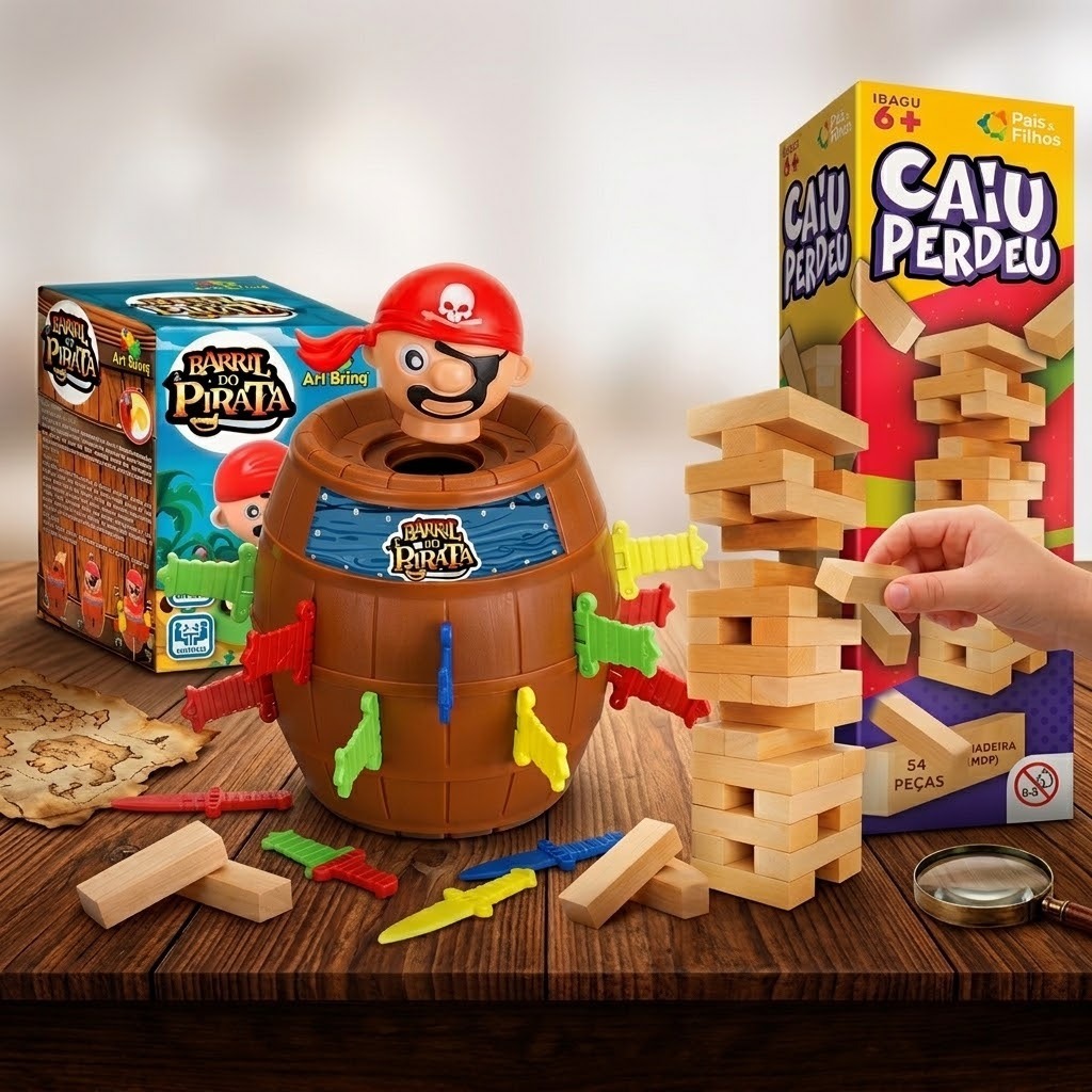Barril Pirata Infantil Original Grande – Jogo Interativo de Mesa para Crianças | Brinquedo Educativo
