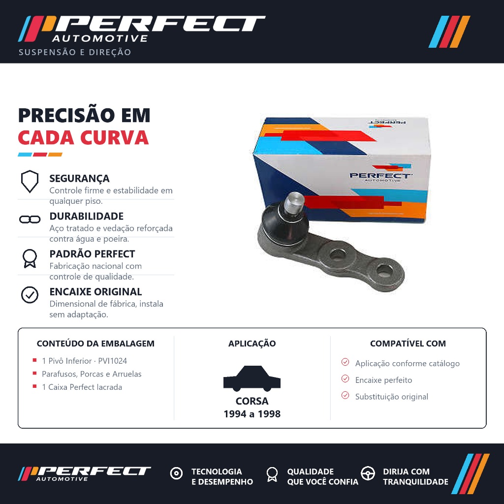Pivo De Suspensão Corsa 1994 a 1998 Perfect PVI1024