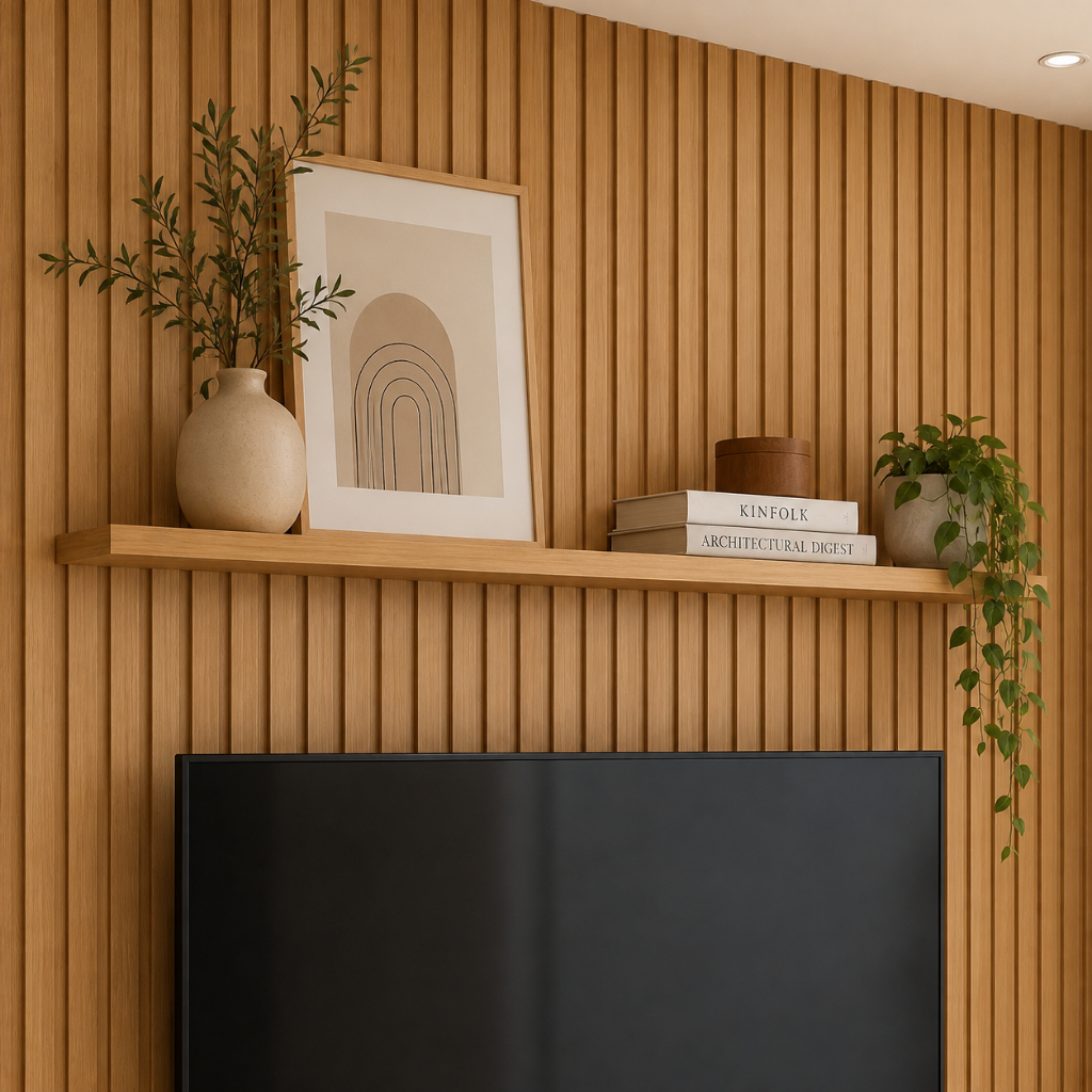 Prateleira de Parede MDF Madeirado Freijó 120x20cm - Suporte Invisível Fácil Instalação