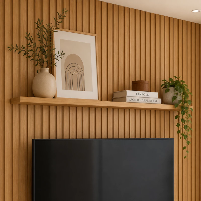 Prateleira de Parede MDF Madeirado Freijó 120x20cm com Suporte Invisível