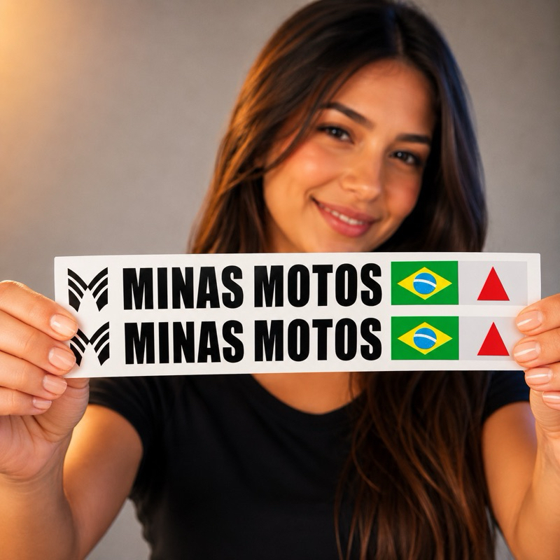 Adesivo Minas Moto Preto com Duas Bandeiras – Resistente e Premium