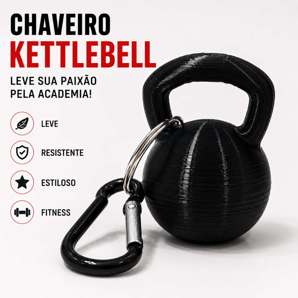 Chaveiro Kettlebell Academia Fitness Musculação Crossfit Com Mosquetão Porta Anel Correntinha