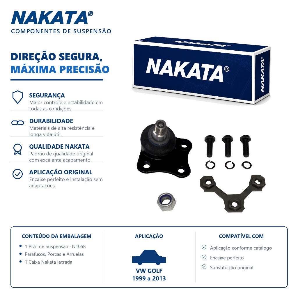 PIVO SUSPENSAO ESQUERDO VW GOLF 1999 a 2013 NAKATA