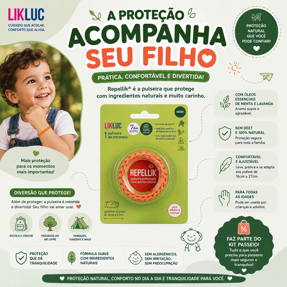 Kit Passeio Repelente E Higiene Xô Bactéria Limpa Chupeta Pulseira Adesivos Repelentes — imagem 2 de 2